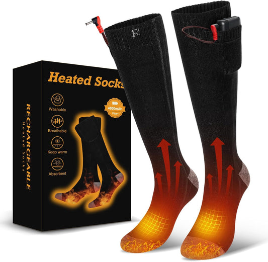 Unisex Rechargeable Electric Heated Socks with 5V 4000mAh Battery: Thermal Foot Warmers for Camping, Outdoor Work, Hiking, Skiing, Hunting, and Fishing